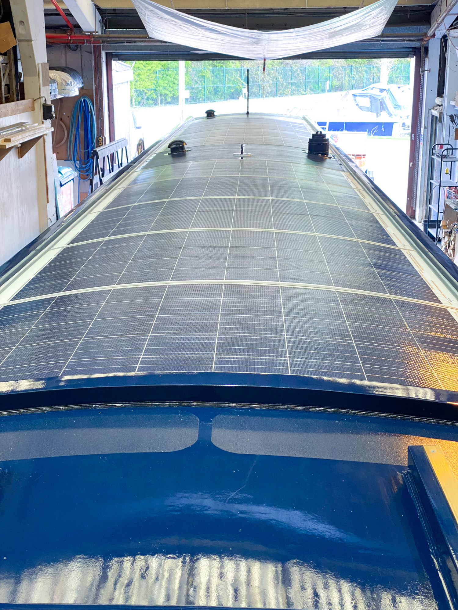 Solar panels on narrowboat roof